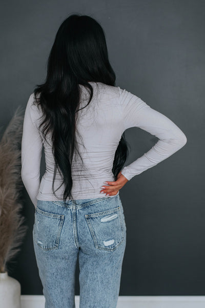 Elton Ruched Top - Fog