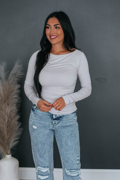 Elton Ruched Top - Fog