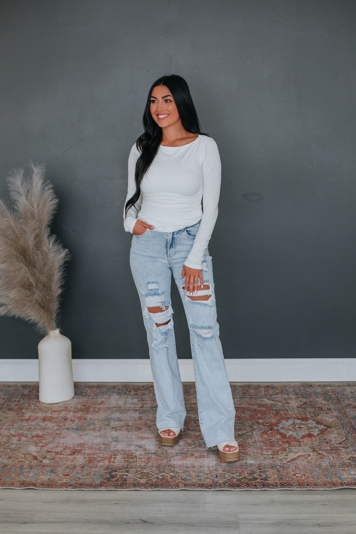 Elton Ruched Top - Ivory