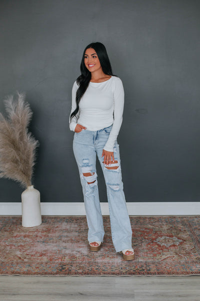 Elton Ruched Top - Ivory