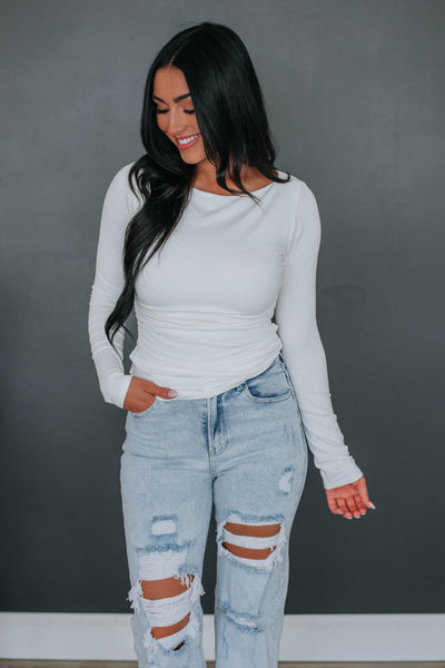 Elton Ruched Top - Ivory