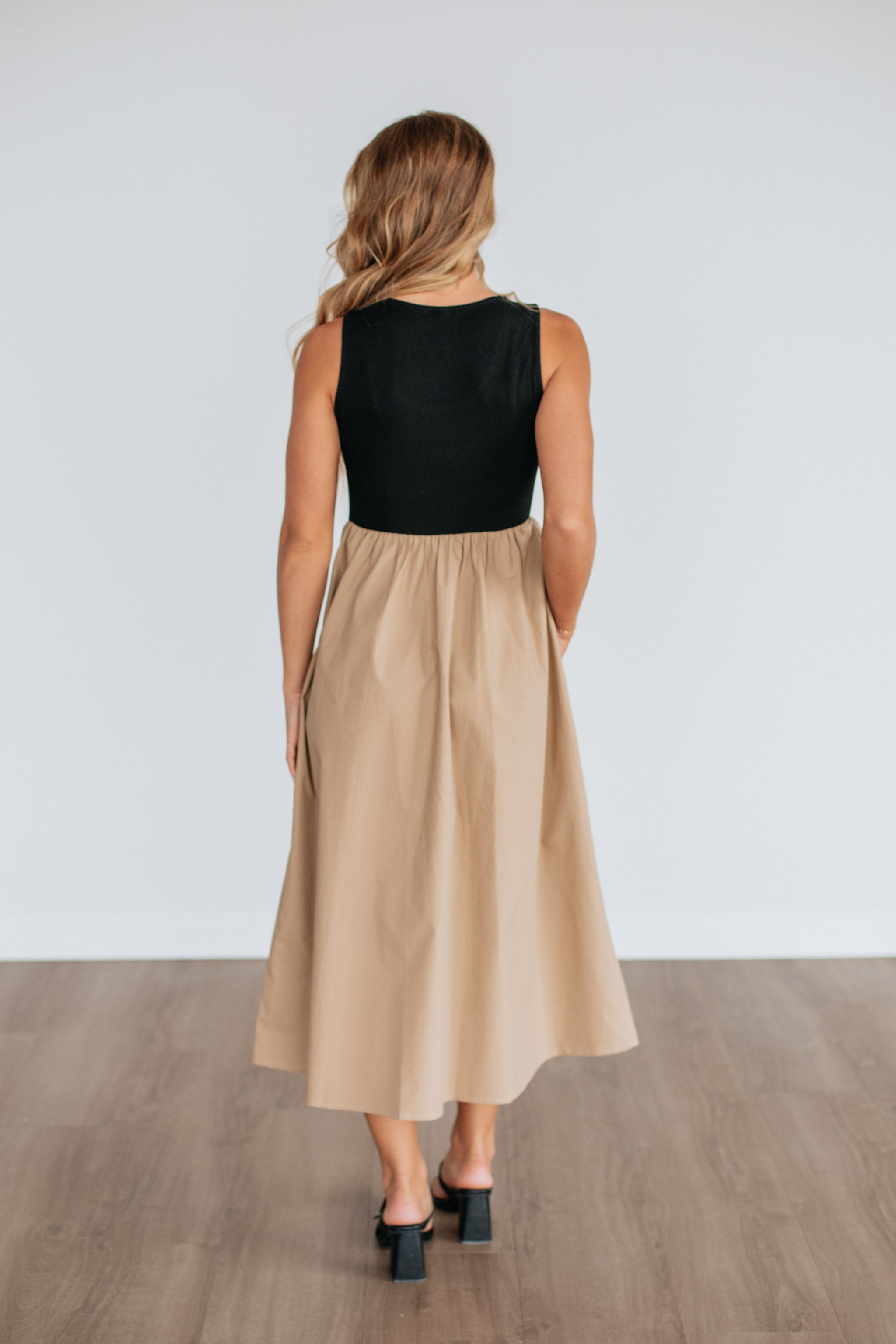 Enrica Contrast Dress - Camel Mix