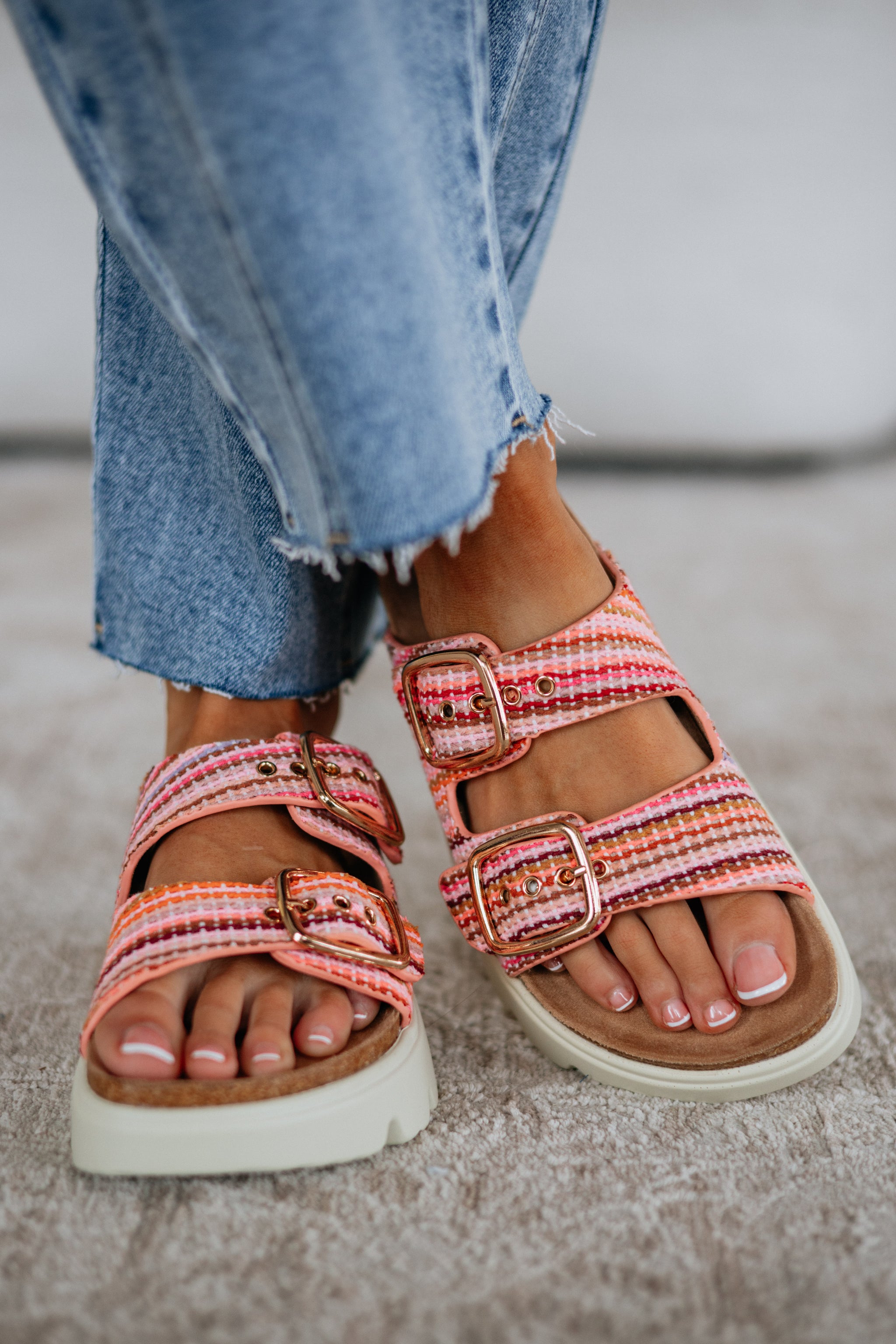 Envied Attitude Sandals - Baby Pink Mix
