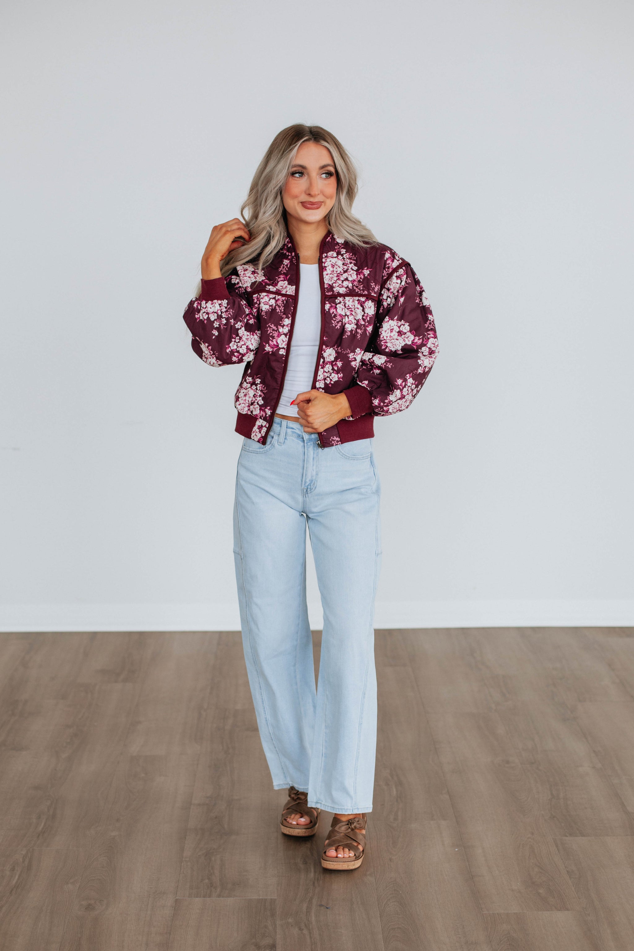 Dasha Quilted Bomber Jacket - Wine