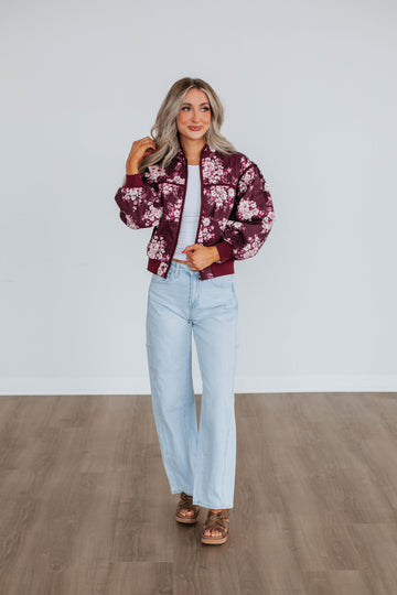 Dasha Quilted Bomber Jacket - Wine