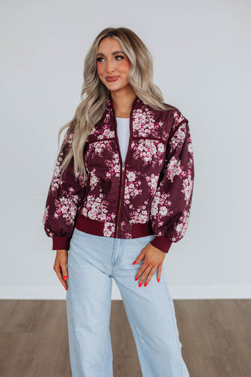 Dasha Quilted Bomber Jacket - Wine
