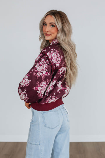 Dasha Quilted Bomber Jacket - Wine