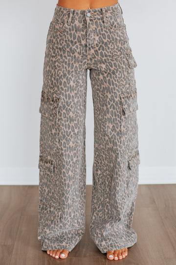 Nori Hidden Cargo Jeans - Cheetah