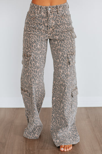 Nori Hidden Cargo Jeans - Cheetah