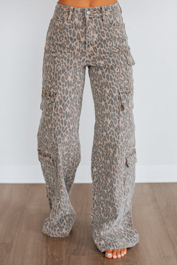 Nori Hidden Cargo Jeans - Cheetah