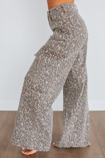 Nori Hidden Cargo Jeans - Cheetah