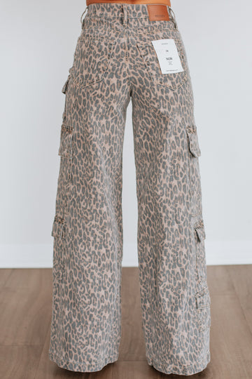 Nori Hidden Cargo Jeans - Cheetah