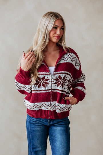 Ayrine Knit Jacket - Cranberry