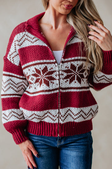 Ayrine Knit Jacket - Cranberry