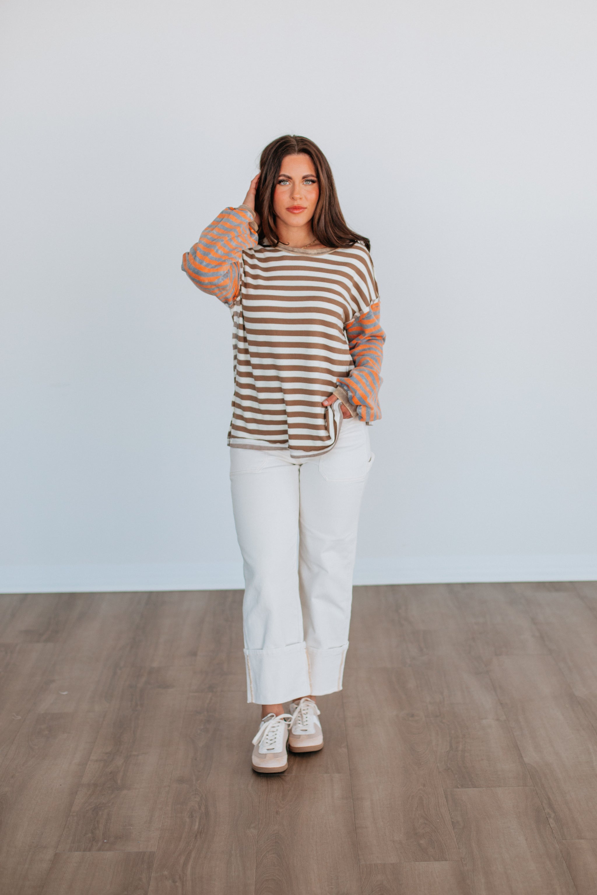 Kaden Striped Top - Mocha Mix
