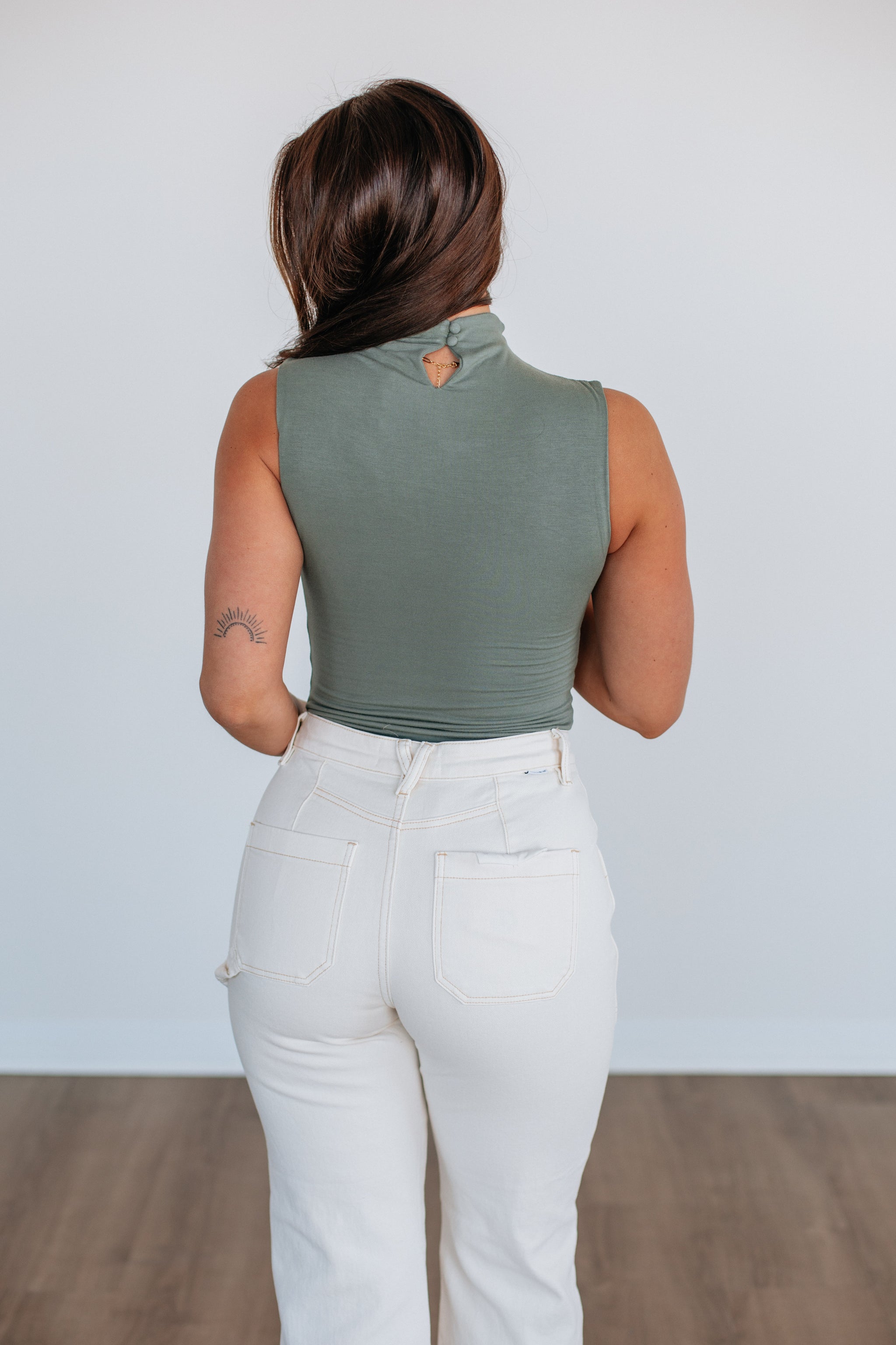 Skyler Mock Neck Bodysuit - Dusty Sage