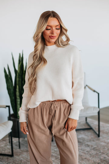 Chelsea Mock Neck Sweater - Natural