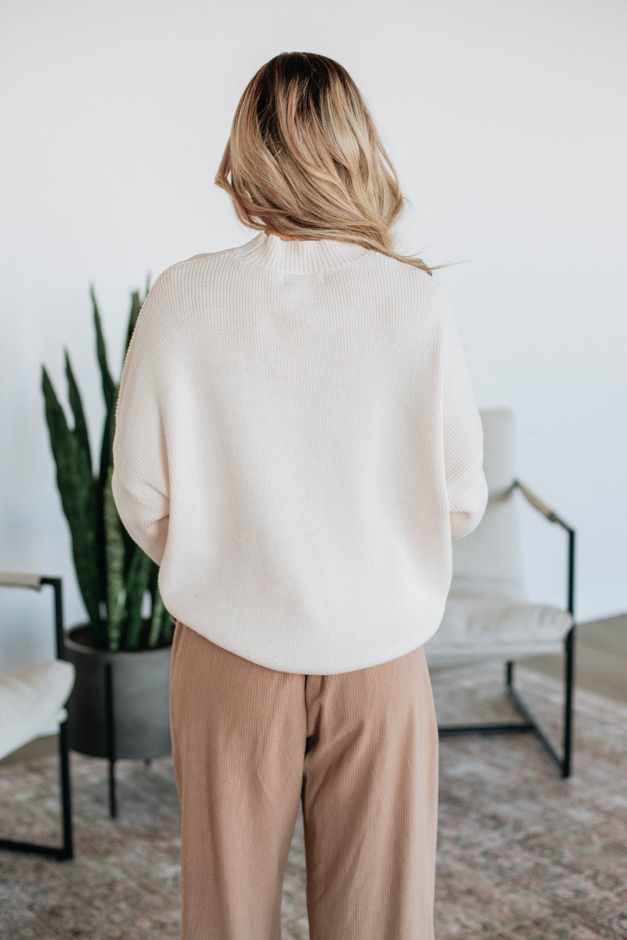 Chelsea Mock Neck Sweater - Natural