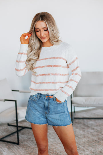 Ciarah Striped Sweater - Coral Mix