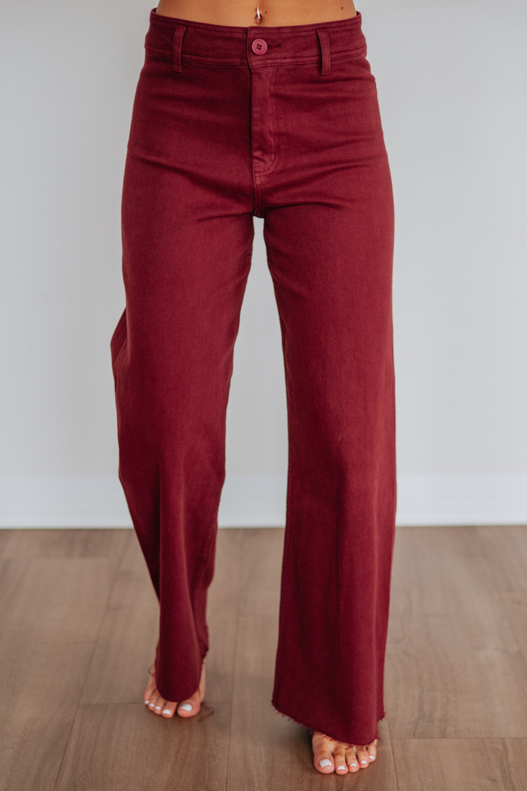 Linsley Wide Leg Pants - Maroon