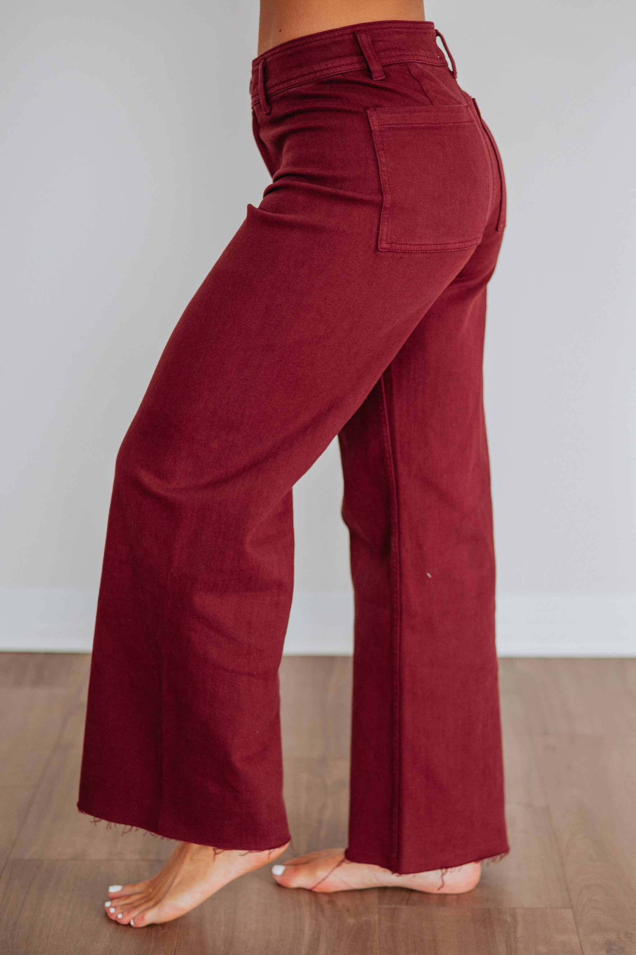 Linsley Wide Leg Pants - Maroon