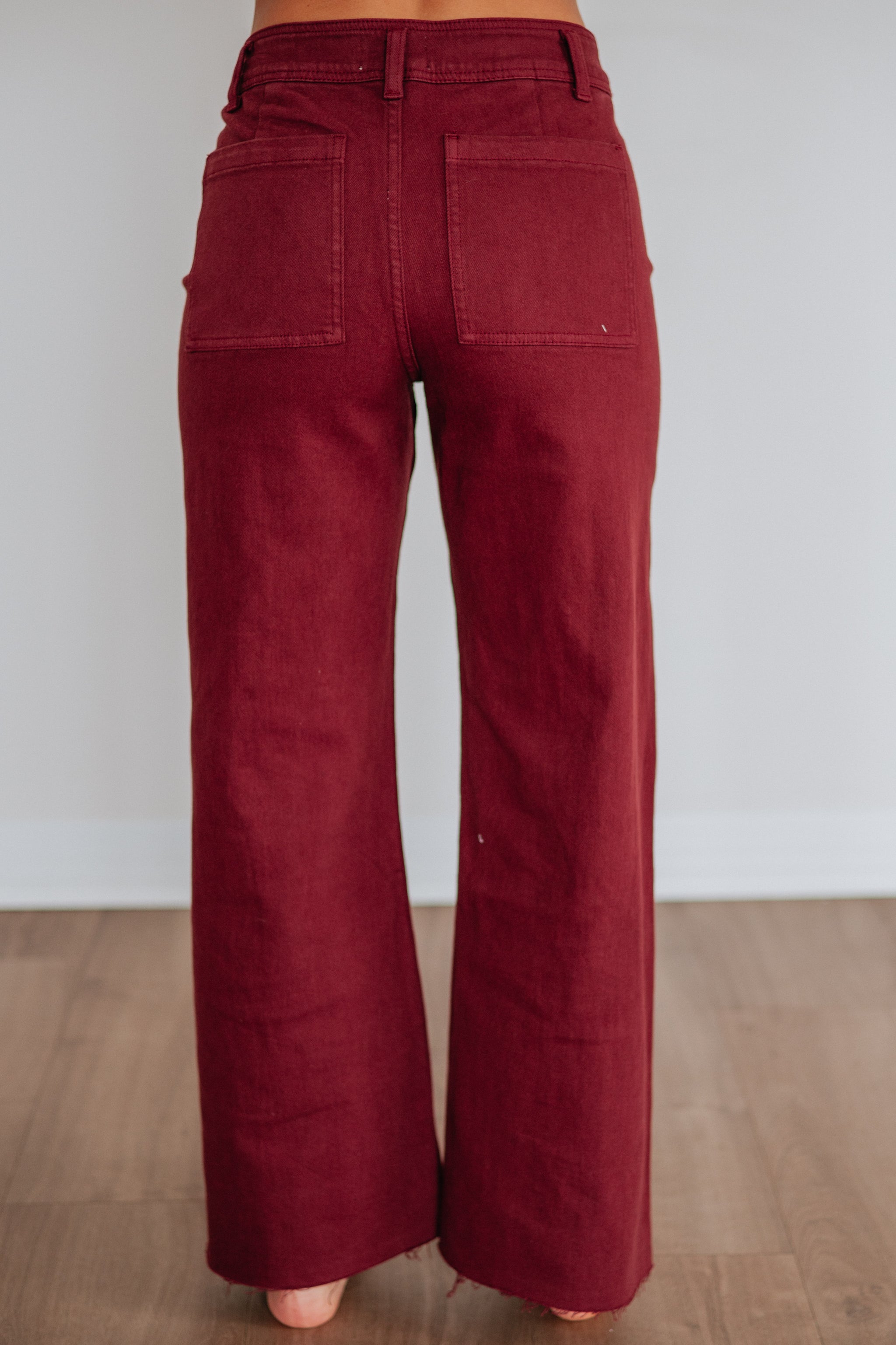 Linsley Wide Leg Pants - Maroon