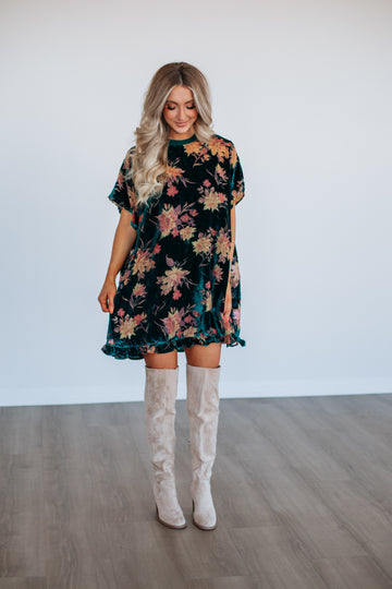 Vanita Floral Velvet Dress