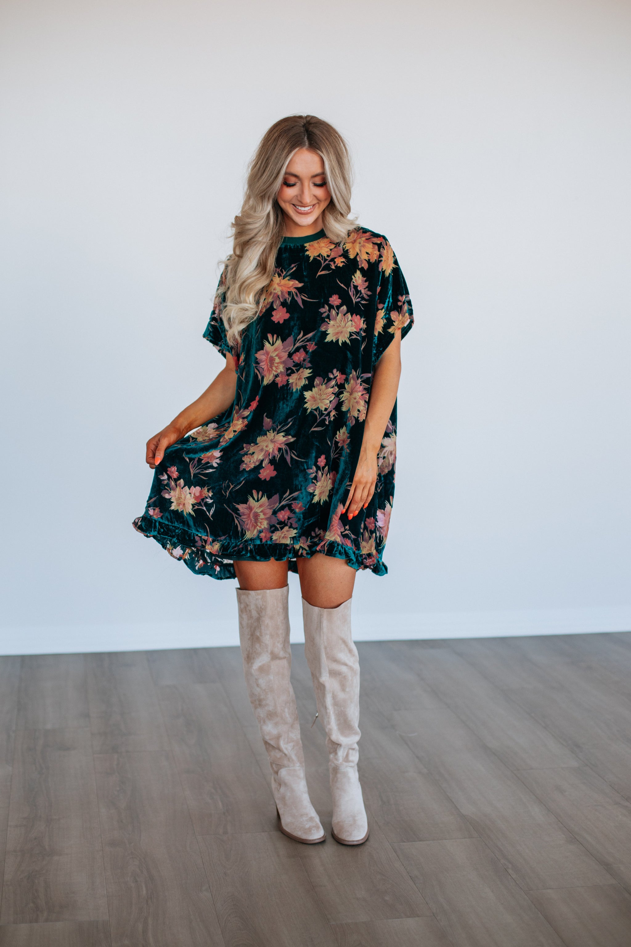 Vanita Floral Velvet Dress