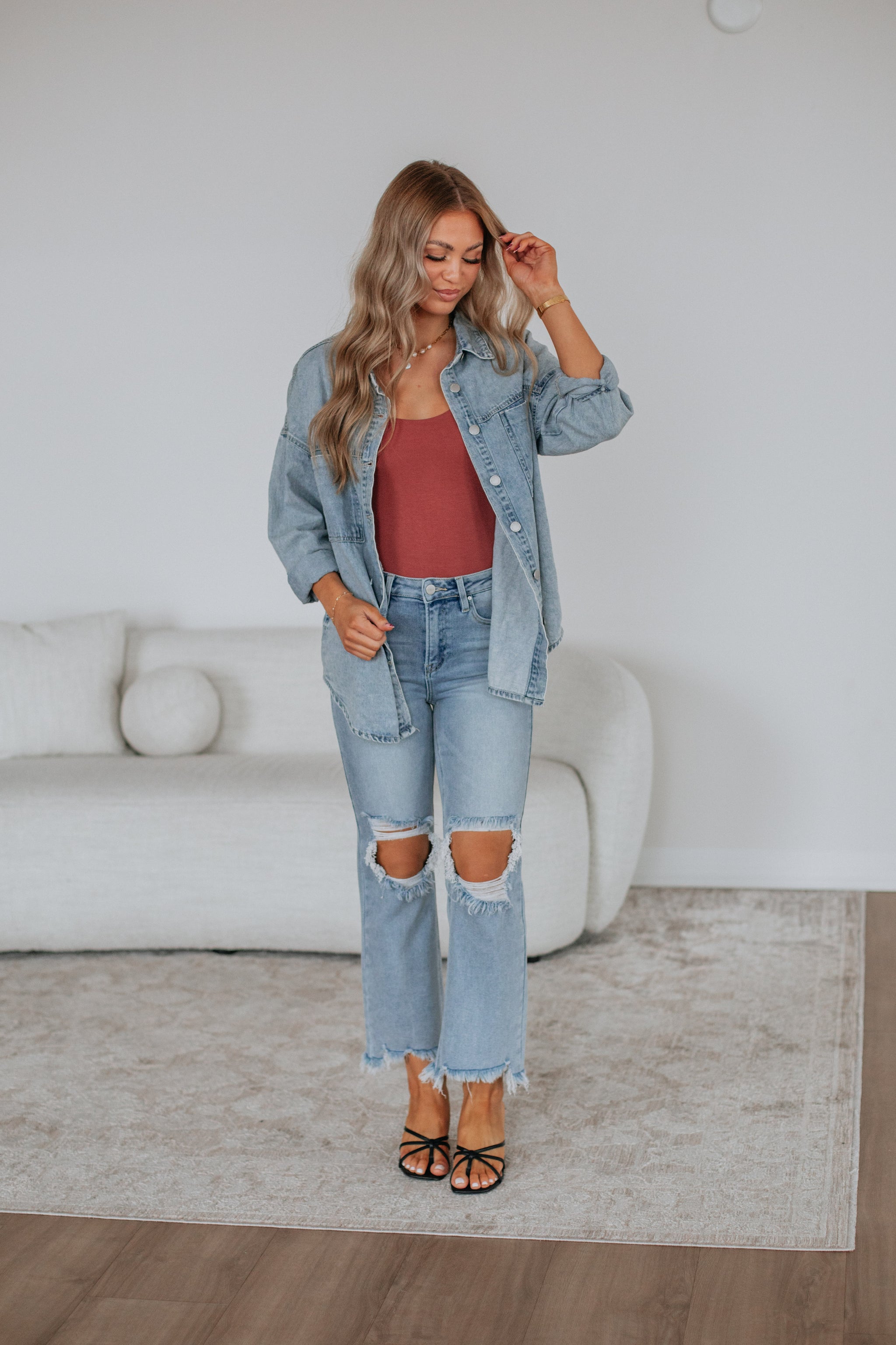 Grayson Risen Denim Shacket - Vintage Light Wash