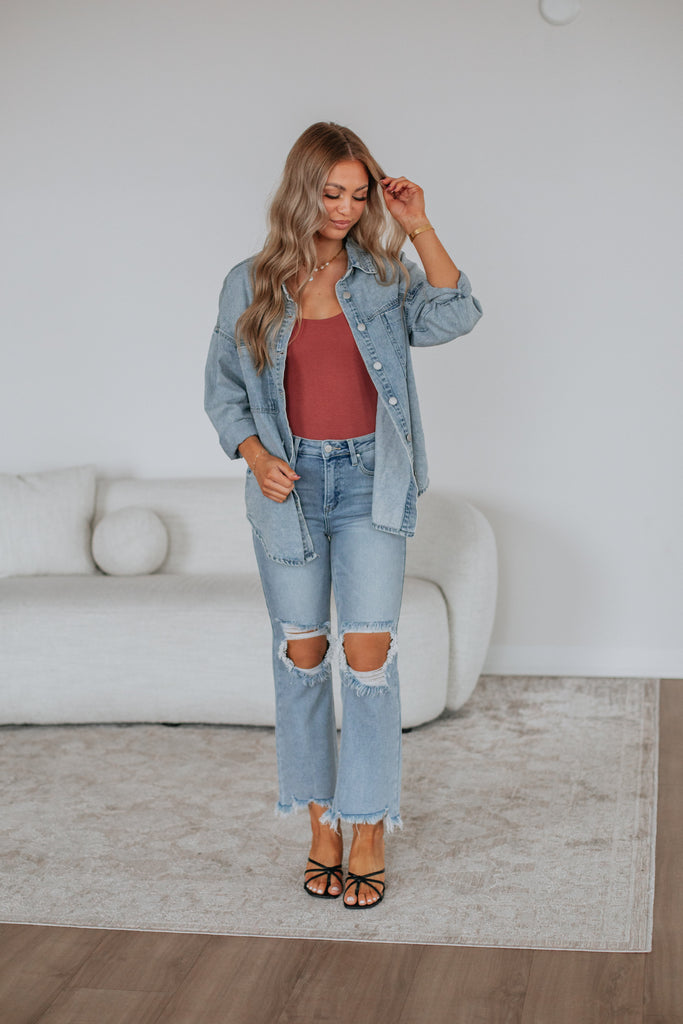 Grayson Risen Denim Shacket - Vintage Light Wash