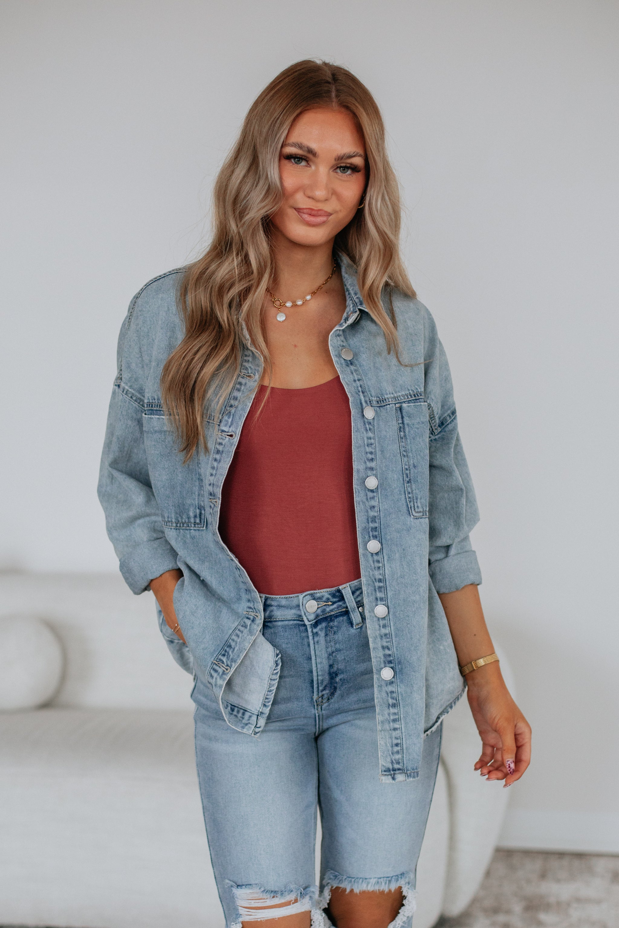 Grayson Risen Denim Shacket - Vintage Light Wash
