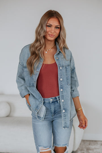 Grayson Risen Denim Shacket - Vintage Light Wash