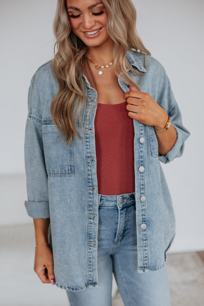 Grayson Risen Denim Shacket - Vintage Light Wash