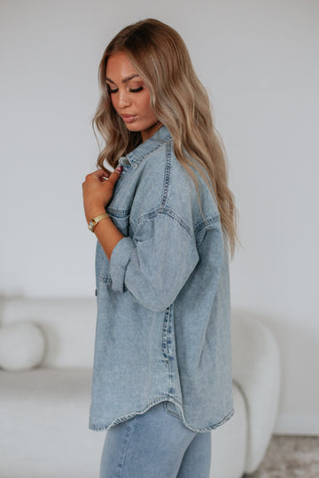 Grayson Risen Denim Shacket - Vintage Light Wash