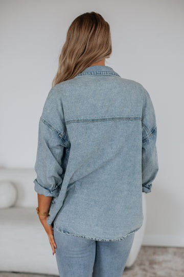 Grayson Risen Denim Shacket - Vintage Light Wash