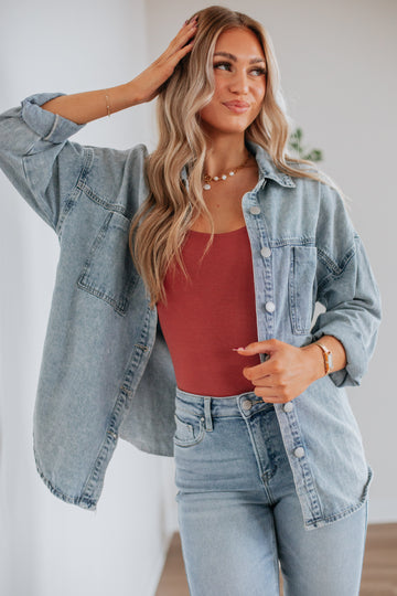 Grayson Risen Denim Shacket - Vintage Light Wash