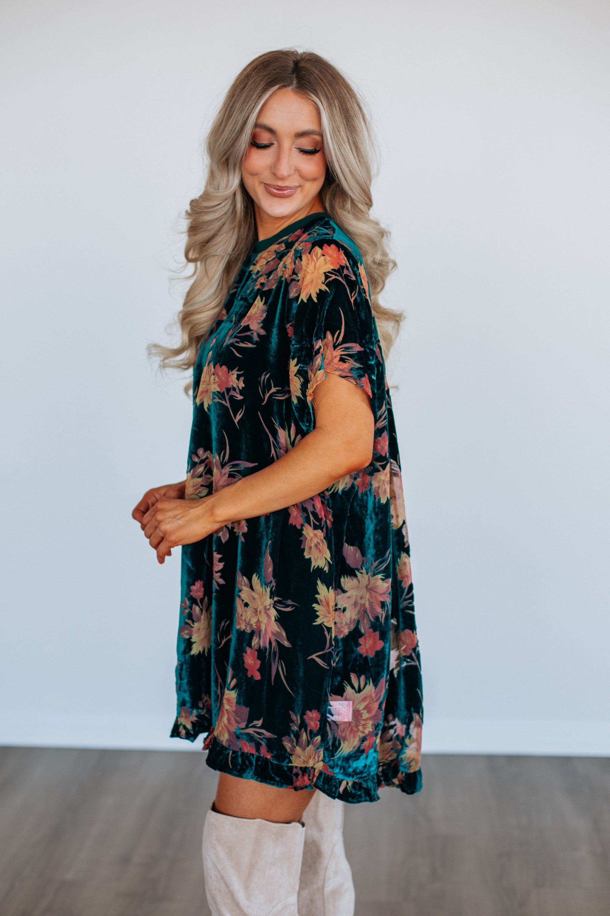Vanita Floral Velvet Dress