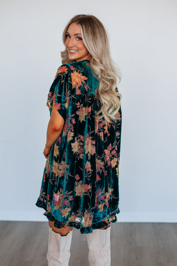 Vanita Floral Velvet Dress