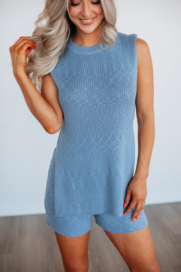 Junia Knit Two-Piece Set - Dusty Blue