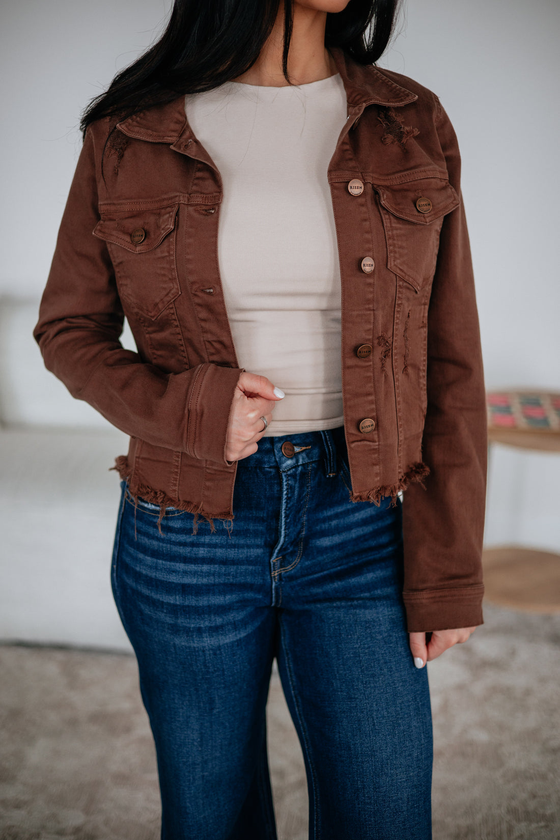 Gemma Risen Denim Jacket - Mocha