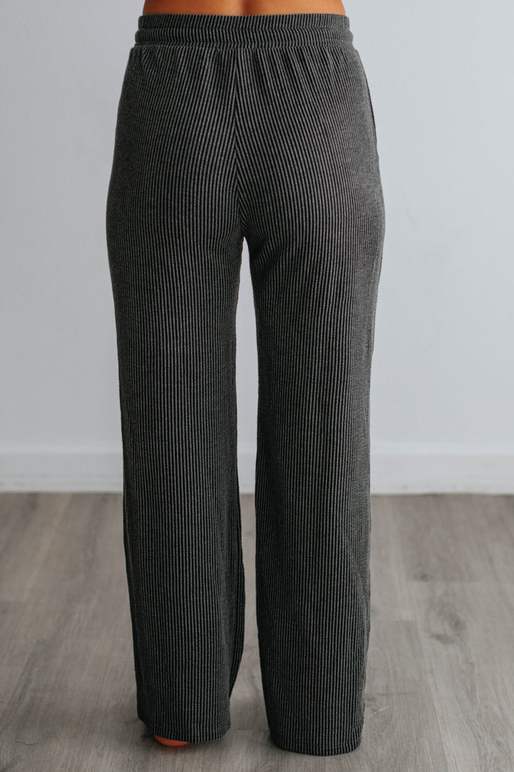 Freddie Ribbed Lounge Pants - Charcoal