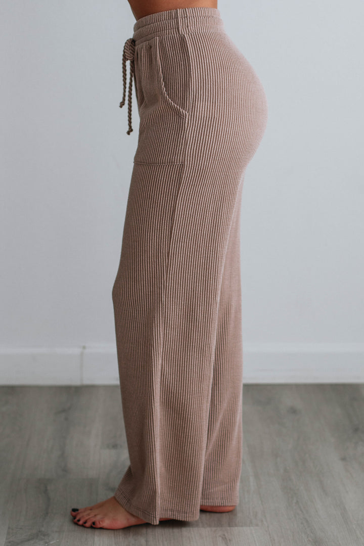 Freddie Ribbed Lounge Pants - Dusty Mauve