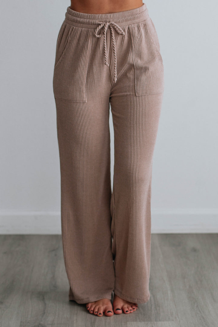 Freddie Ribbed Lounge Pants - Dusty Mauve