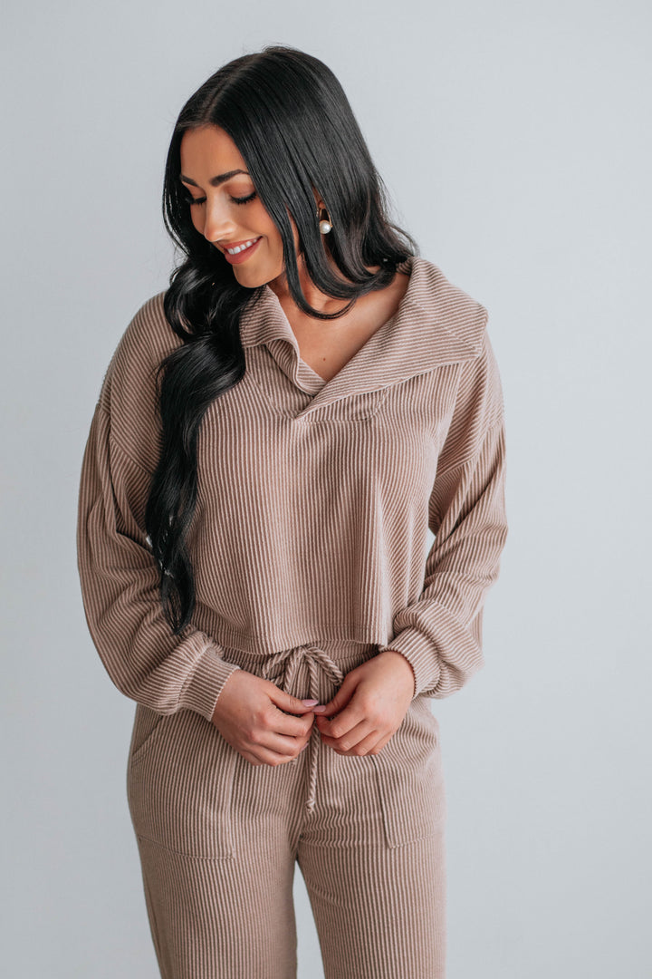 Freddie Ribbed Top - Dusty Mauve