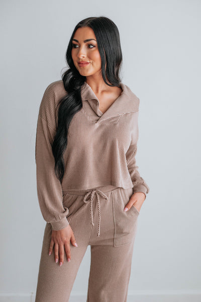 Freddie Ribbed Top - Dusty Mauve