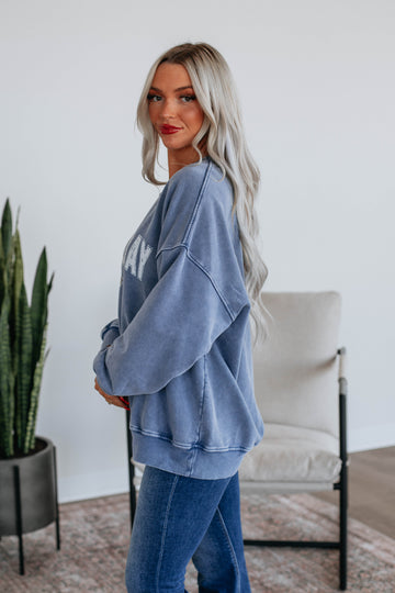 Game Day Oversized Crewneck - Steel Blue