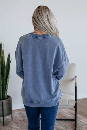 Game Day Oversized Crewneck - Steel Blue