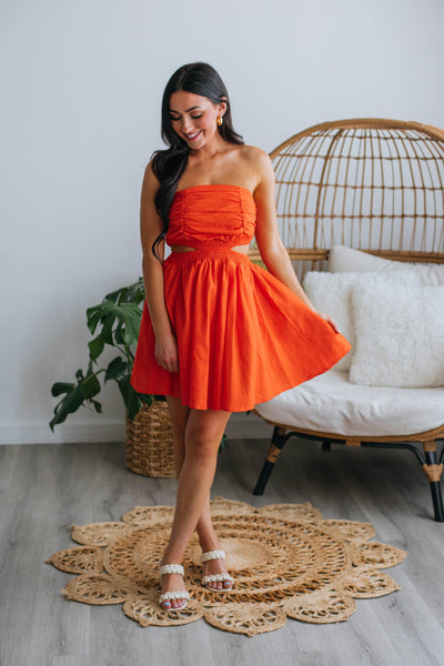 Gera Cut Out Dress - Sunset Orange
