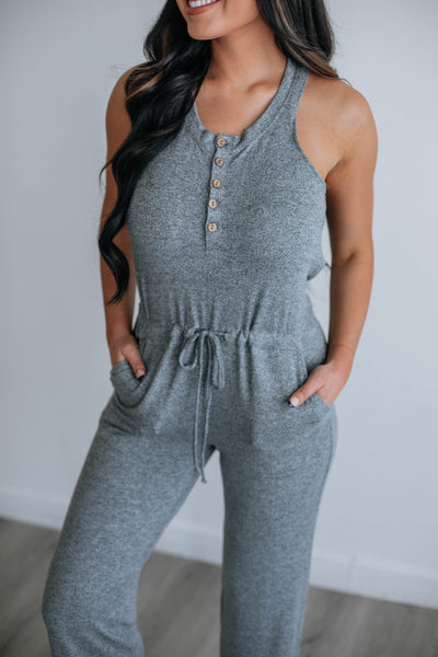Get Comfy Jumpsuit - Charcoal