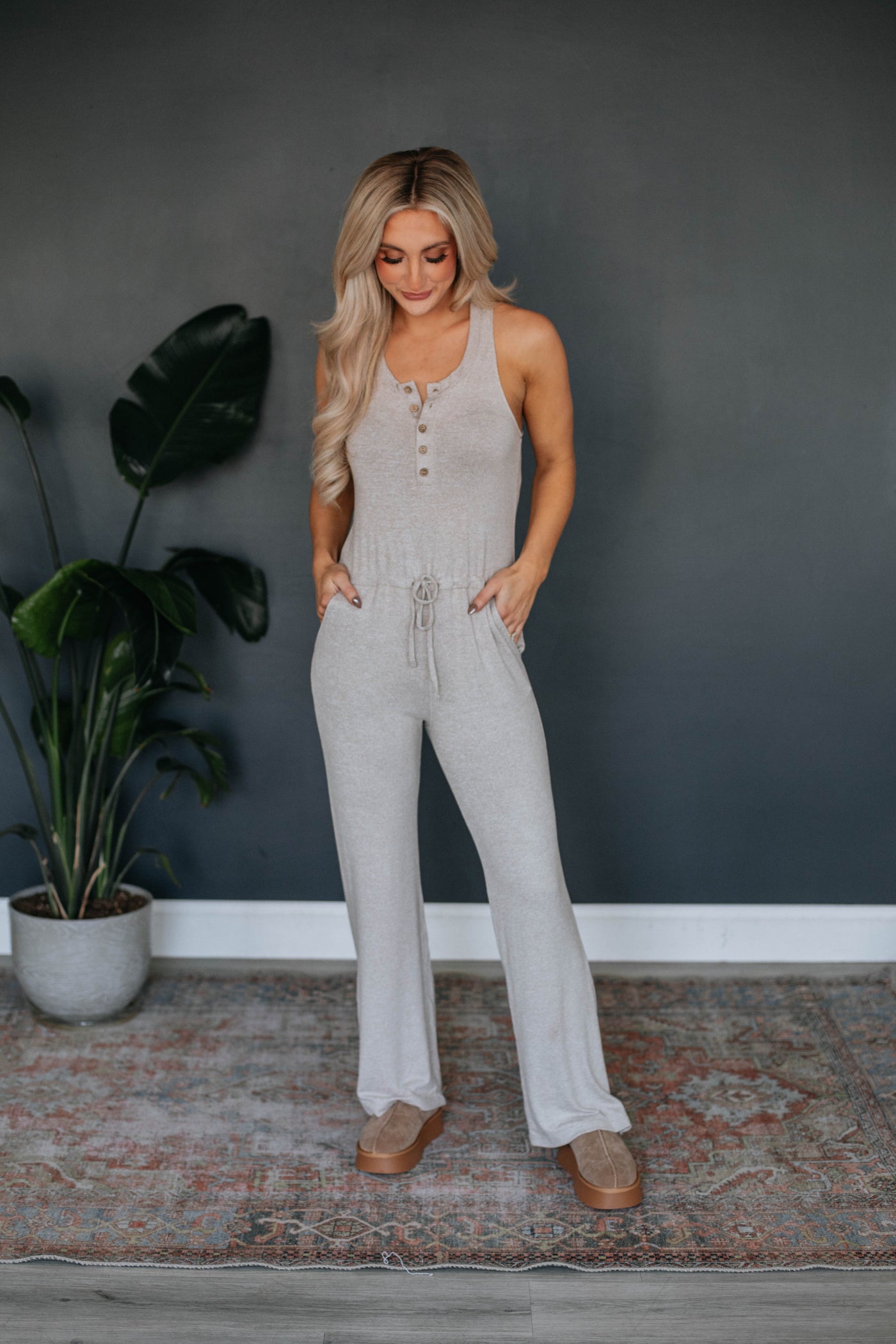 Get Comfy Jumpsuit - Mocha